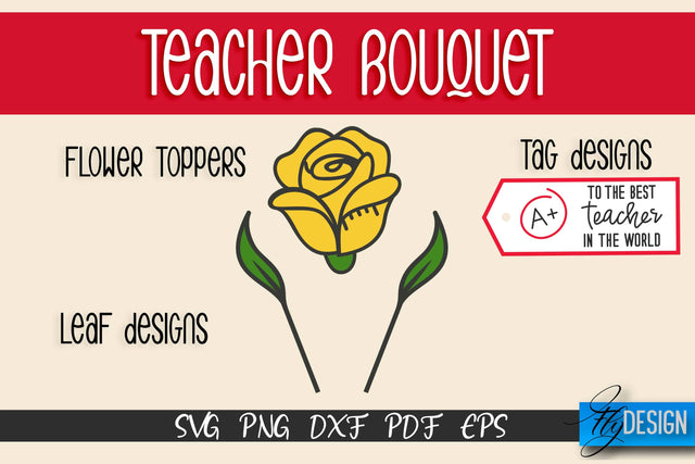 Teacher Bouquet SVG Design | Teacher SVG Quotes | Flower SVG Quotes SVG Fly Design 
