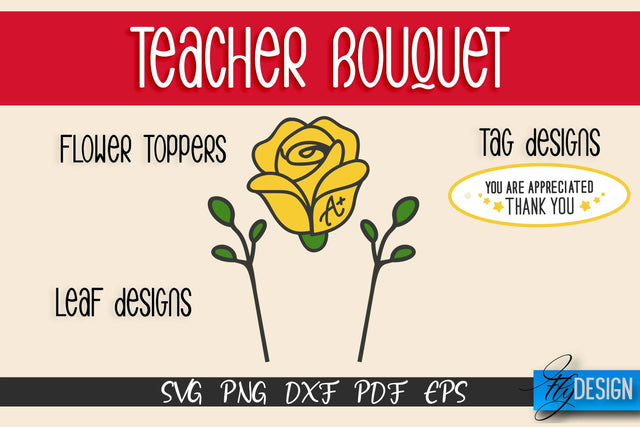 Teacher Bouquet SVG Design | Teacher SVG Quotes | Flower SVG Quotes SVG Fly Design 