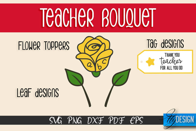 Teacher Bouquet SVG Design | Teacher SVG Quotes | Flower SVG Quotes SVG Fly Design 