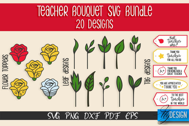 Teacher Bouquet SVG Design | Teacher SVG Quotes | Flower SVG Quotes SVG Fly Design 