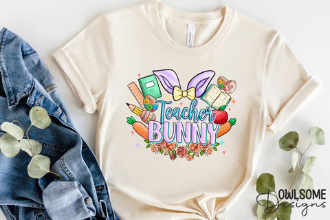 Teacher Bunny PNG Sublimation Sublimation Owlsome.Designs 