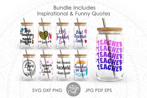 Teacher can glass SVG for 16oz cup SVG Artisan Craft SVG 