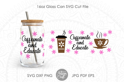 Teacher can glass SVG for 16oz cup SVG Artisan Craft SVG 