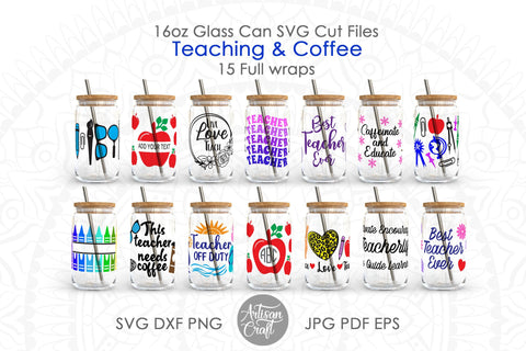 Teacher can glass SVG for 16oz cup SVG Artisan Craft SVG 