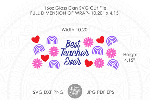 Teacher can glass SVG for 16oz cup SVG Artisan Craft SVG 