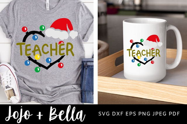 Teacher Christmas Lights SVG, Teacher Christmas SVG, String of Christmas Lights svg, Svg Files For Cricut, Sublimation, Silhouette, Iron On and Print SVG Jojo&Bella 