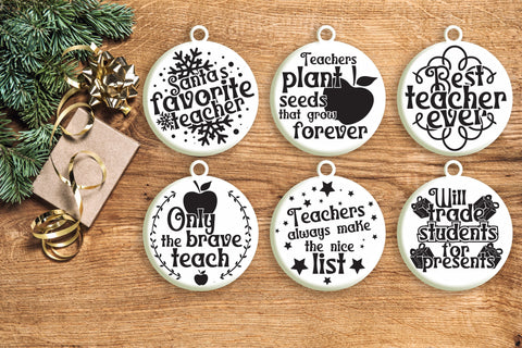 Teacher Christmas Ornament Svg Bundle. Round Christmas Ornaments Svg. Merry Christmas Svg. Teaching Quotes, Sayings, Phrases Dxf Eps Png Pdf SVG Mint And Beer Creations 