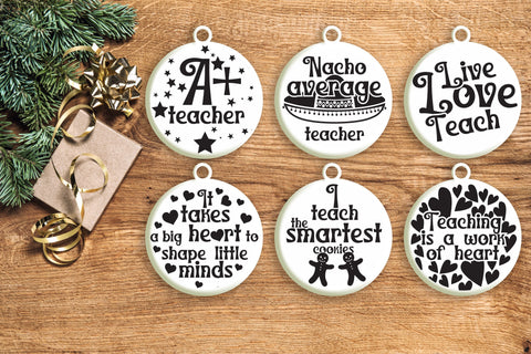 Teacher Christmas Ornament Svg Bundle. Round Christmas Ornaments Svg. Merry Christmas Svg. Teaching Quotes, Sayings, Phrases Dxf Eps Png Pdf SVG Mint And Beer Creations 