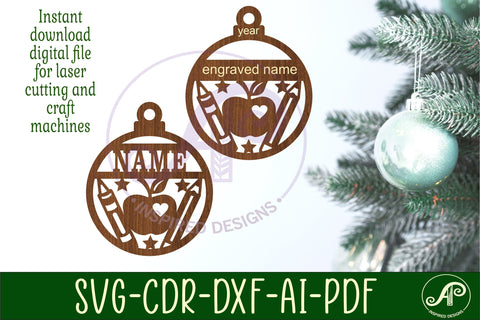 Teacher Christmas Ornament SVG laser cut SVG APInspireddesigns 