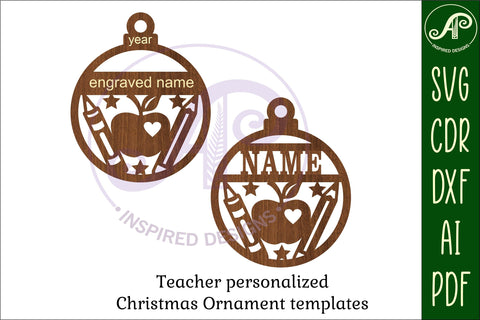 Teacher Christmas Ornament SVG laser cut SVG APInspireddesigns 