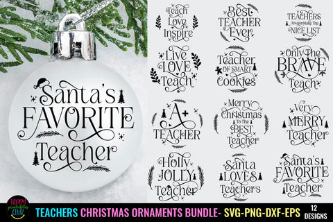 Teacher Christmas Ornaments SVG Bundle I Teacher Ornaments SVG Bundle SVG Happy Printables Club 