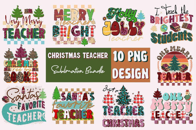 Teacher Christmas Sublimation Design Bundle Sublimation SVGArt 
