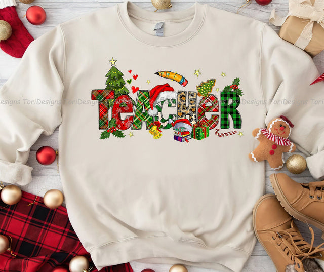 Teacher Christmas Sublimation Design Download Sublimation ToriDesigns 