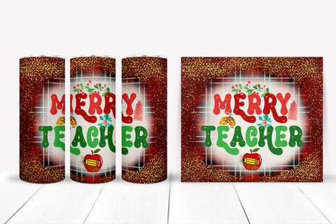 Teacher Christmas Tumbler Sublimation I 20 Oz Tumbler PNG Sublimation Happy Printables Club 