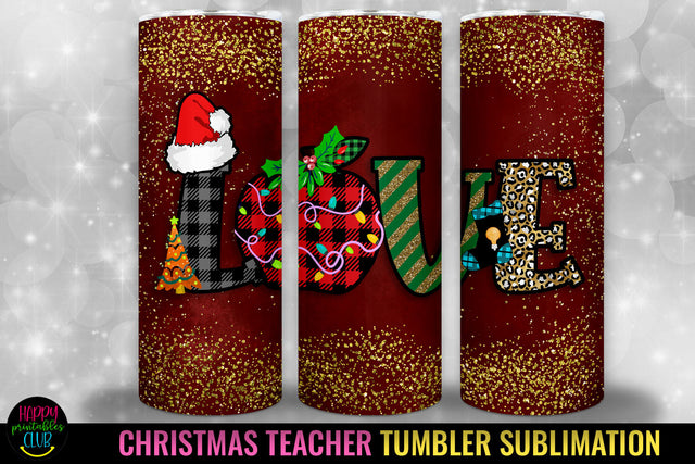 Teacher Christmas Tumbler Sublimation I 20 Oz Tumbler PNG Sublimation Happy Printables Club 