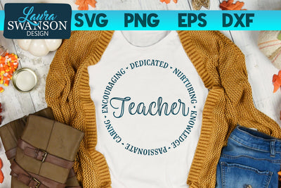 Teacher Circle Word Art SVG Laura Swanson Design 