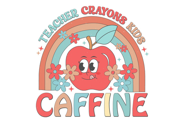 Teacher Crayons Kids Caffine PNG Design Sublimation Rupkotha 