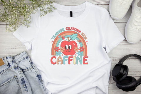 Teacher Crayons Kids Caffine PNG Design Sublimation Rupkotha 