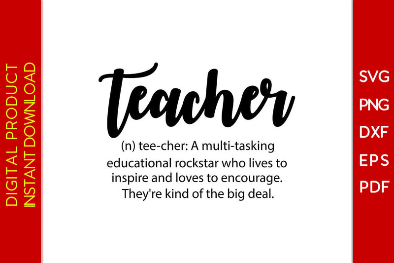 Teacher Definition Back To School SVG PNG PDF Cut File SVG Creativedesigntee 