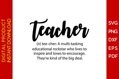 Teacher Definition Back To School SVG PNG PDF Cut File SVG Creativedesigntee 