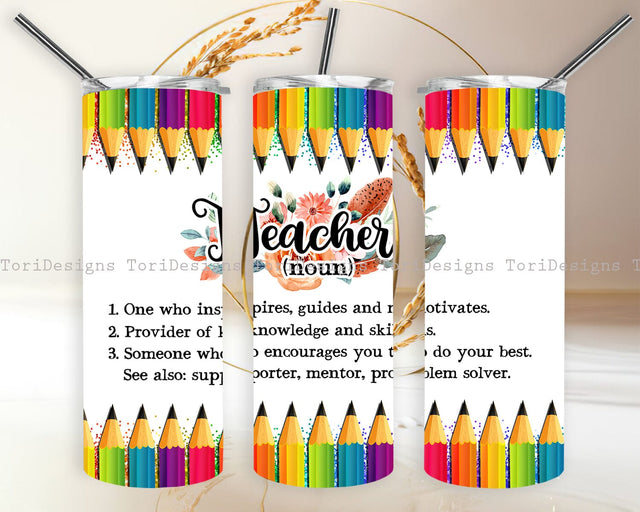Teacher Definition Rainbow Pencils Tumbler Sublimation Designs Sublimation ToriDesigns 