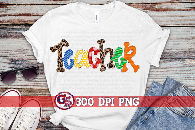 Teacher Doodle PNG for Sublimation Sublimation Greedy Stitches 