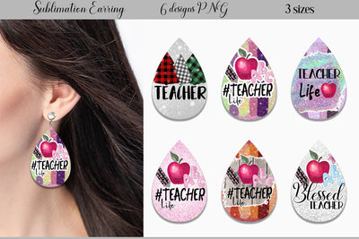 Teacher Earrings | Sublimation Design PNG Sublimation WatercolorColorDream 