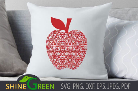 Teacher Floral Apple SVG - Back to School SVG Shine Green Art 