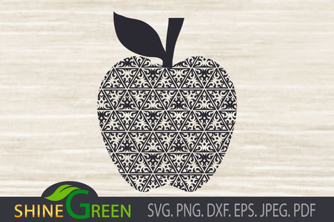 Teacher Floral Apple SVG - Back to School SVG Shine Green Art 