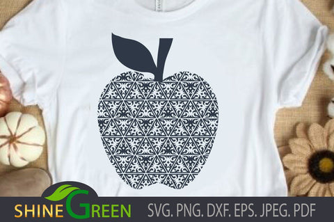 Teacher Floral Apple SVG - Back to School SVG Shine Green Art 