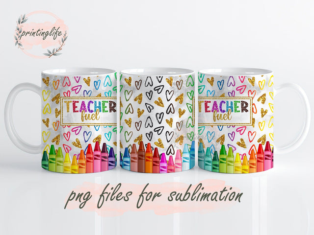 Teacher Fuel Mug Wrap, Teacher Mug Press Sublimation Wrap Sublimation PrintingLife 