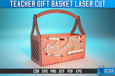 Teacher Gift Basket Laser Cut SVG | Teacher Gift SVG Design | CNC Files SVG Fly Design 