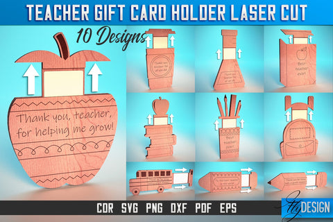 Teacher Gift Card Holder Laser Cut SVG | Teacher SVG | CNC Files SVG Fly Design 