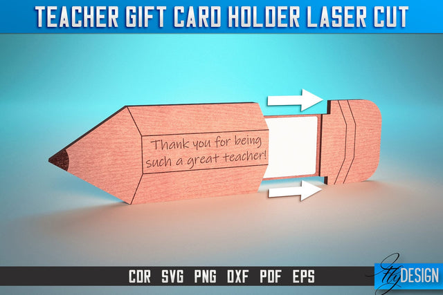 Teacher Gift Card Holder Laser Cut SVG | Teacher SVG | CNC Files SVG Fly Design 