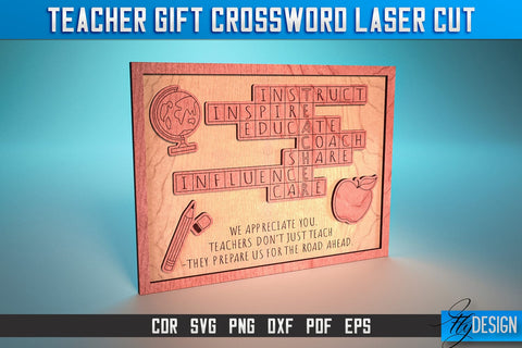 Teacher Gift Crossword Laser Cut SVG | Gift Crossword Laser Cut SVG Design | CNC Files SVG Fly Design 
