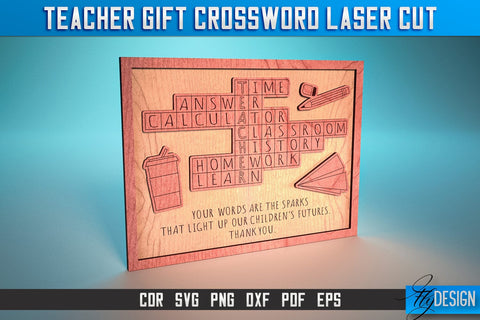 Teacher Gift Crossword Laser Cut SVG | Gift Crossword Laser Cut SVG Design | CNC Files SVG Fly Design 