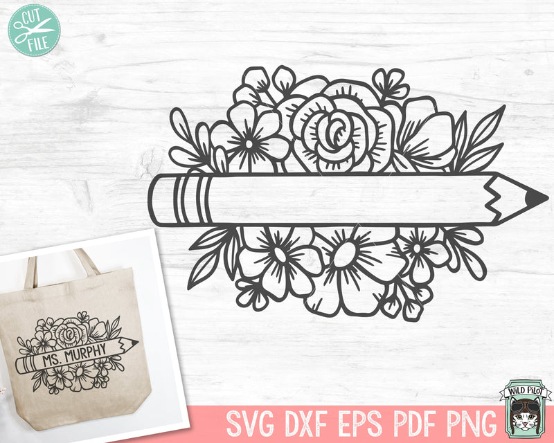 Teacher Gift SVG, Floral Monogram Frame SVG, Teacher Shirt SVG SVG Wild Pilot 