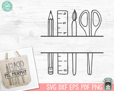 Teacher Gift SVG, Monogram Frame SVG, School Supplies SVG SVG Wild Pilot 