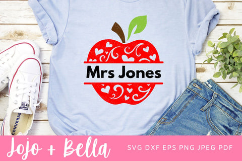 Teacher Gift Svg, Teacher Monogram Svg, Apple Svg, School svg, Back to School Svg, Svg Files for Cricut, Sublimation, Silhouette SVG Jojo&Bella 