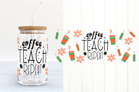 Teacher Glass Can Wrap Bundle. 16 OZ Can Glass Teacher SVG SVG Olga Terlyanskaya 