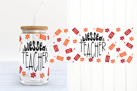 Teacher Glass Can Wrap Bundle. 16 OZ Can Glass Teacher SVG SVG Olga Terlyanskaya 