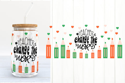 Teacher Glass Can Wrap Bundle. 16 OZ Can Glass Teacher SVG SVG Olga Terlyanskaya 