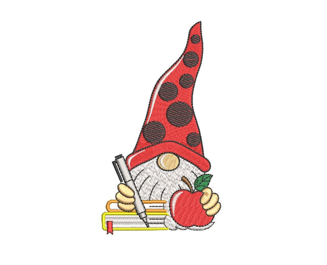 Teacher gnome embroidery design, back to school embroidery, school gnomes, 3 sizes, instant download. Embroidery/Applique DESIGNS ArtEMByNatalia 