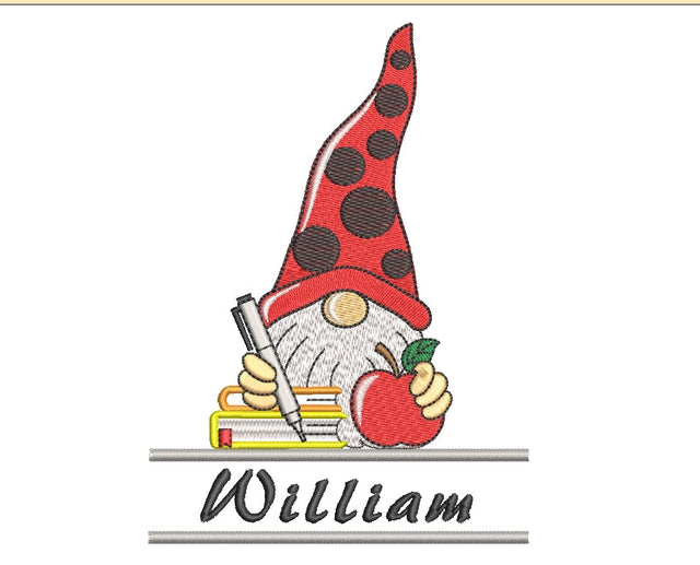 Teacher gnome embroidery design, back to school embroidery, school gnomes, 3 sizes, instant download. Embroidery/Applique DESIGNS ArtEMByNatalia 