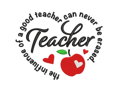 Teacher Heart Embroidery Design, Back to School Embroidery, Teacher Gift Embroidery Design, 4 sizes, Instant download Embroidery/Applique DESIGNS Nino Nadaraia 