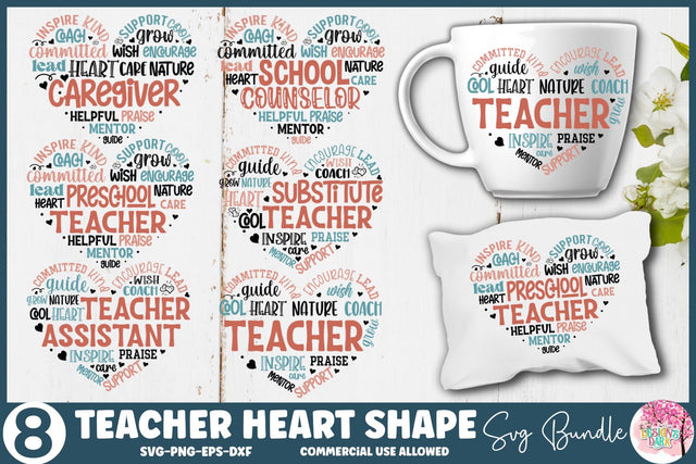 Teacher Heart Shape SVG Bundle SVG DESIGNS DARK 