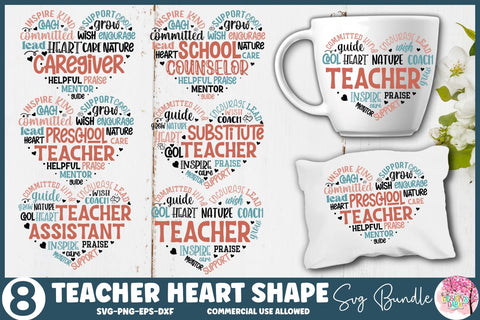Teacher Heart Shape SVG Bundle SVG DESIGNS DARK 