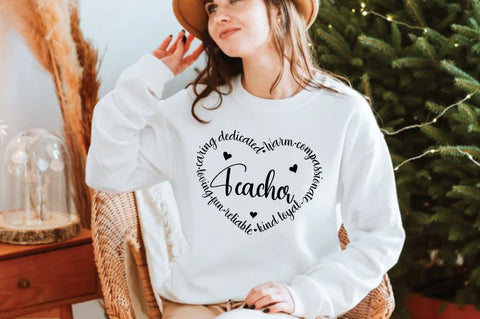 Teacher Heart Shape SVG Bundle SVG DESIGNS DARK 