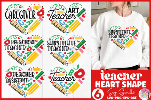 Teacher Heart Shape SVG Bundle SVG DESIGNS DARK 