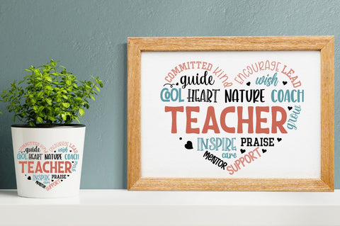 Teacher Heart Shape SVG Bundle SVG DESIGNS DARK 
